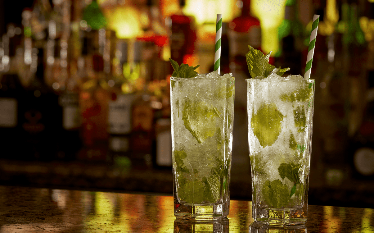 Two mojitos served in The Mint Bar