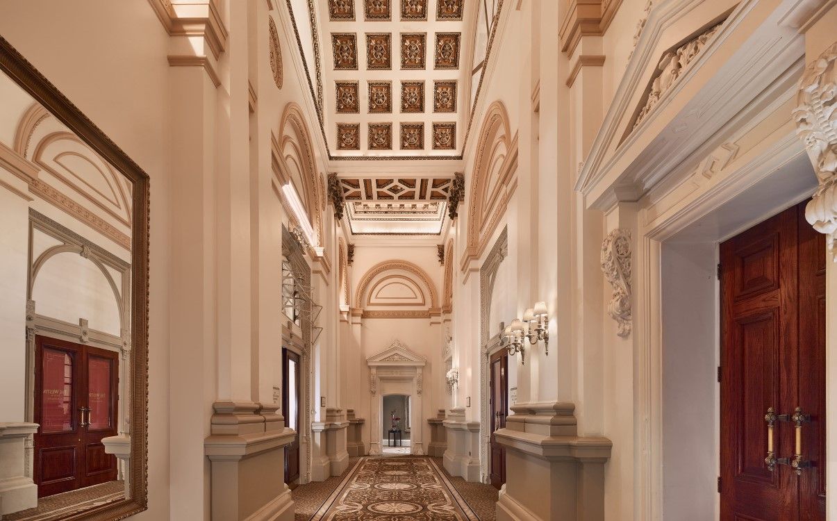 Grand entrance to The Banking Hall with high ceilings